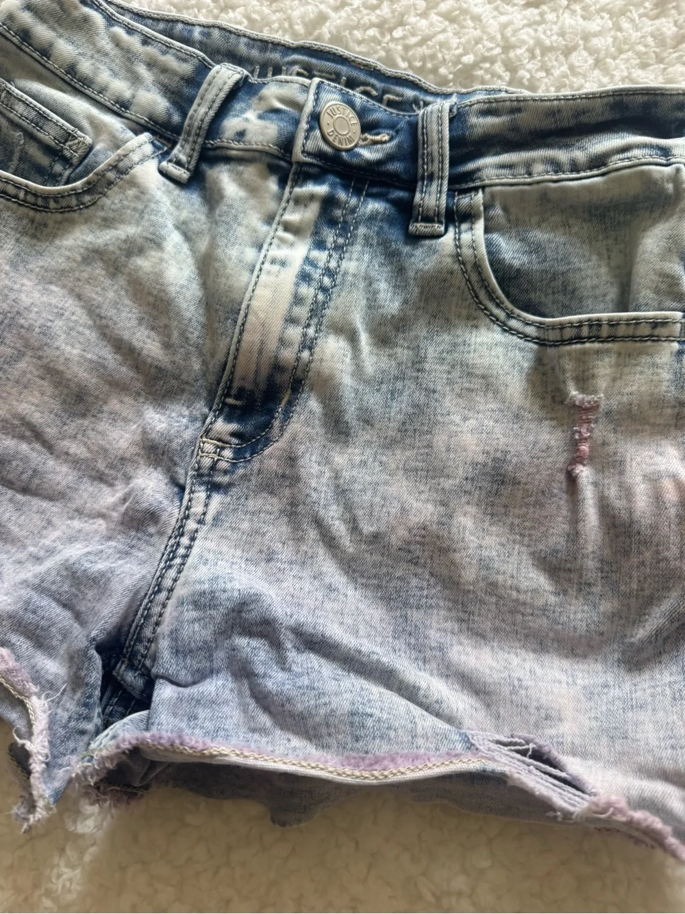 Justice girls distressed denim shorts